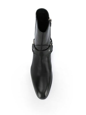 SAINT LAURENT Men's Black Leather Ankle Boots