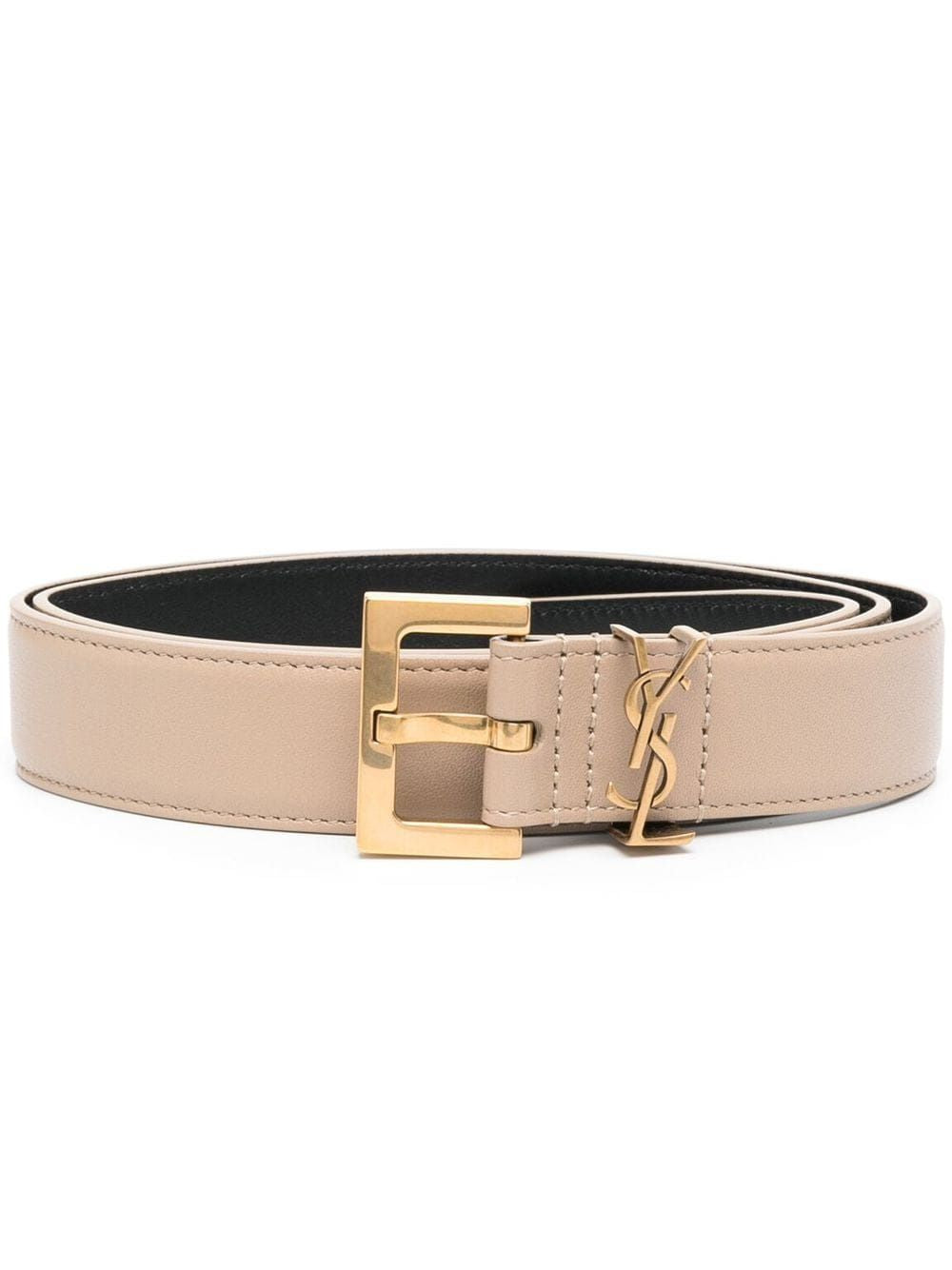 SAINT LAURENT Beige Leather Logo Belt for Women - SS24 Collection