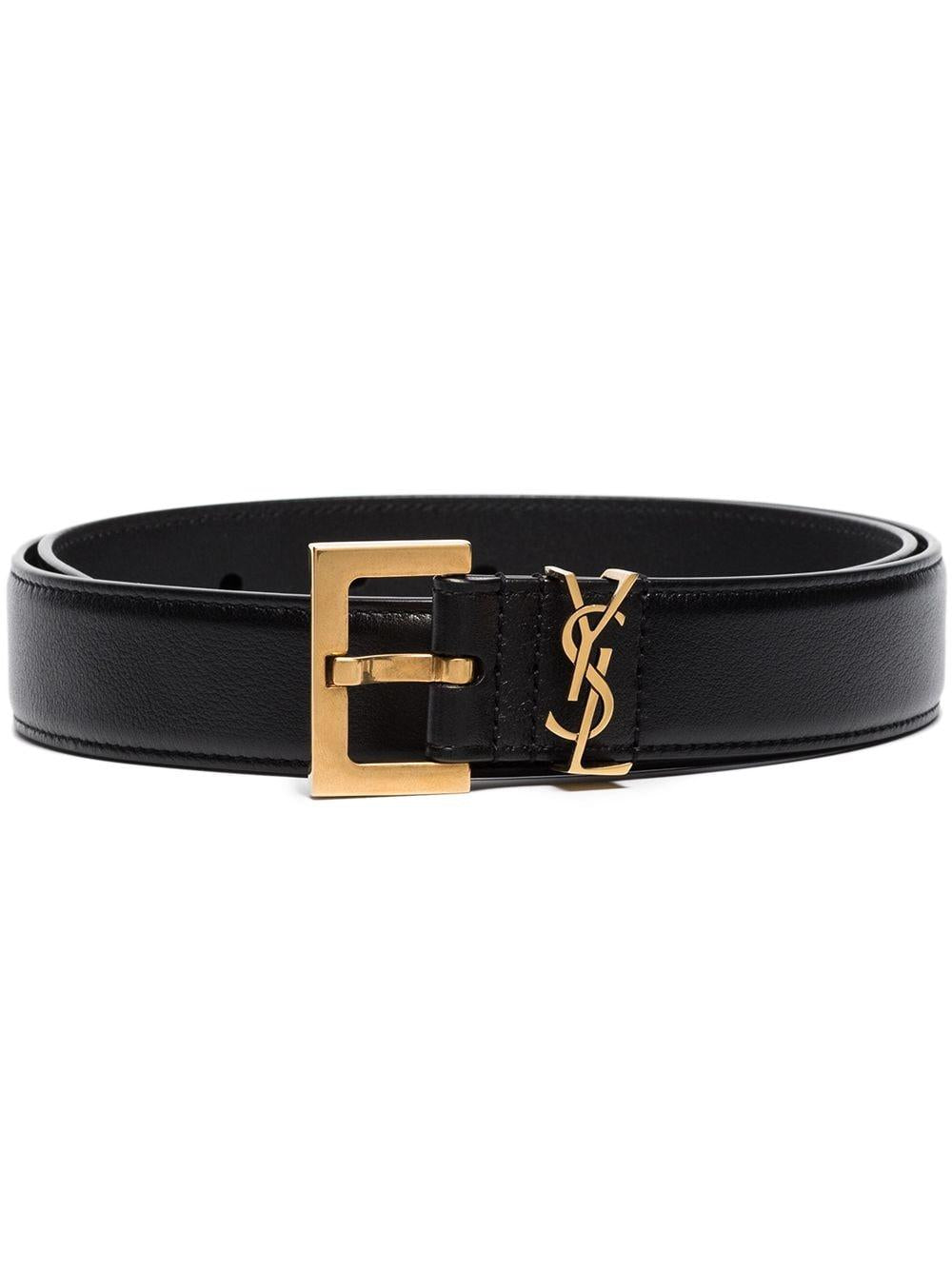 SAINT LAURENT Monogram Leather Belt - 3cm Width