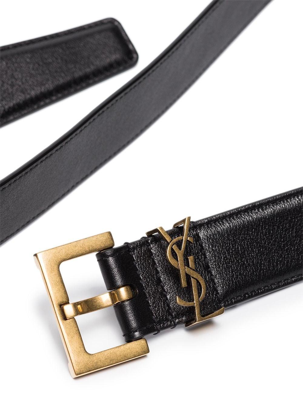 SAINT LAURENT Monogram Leather Belt - 3cm Width