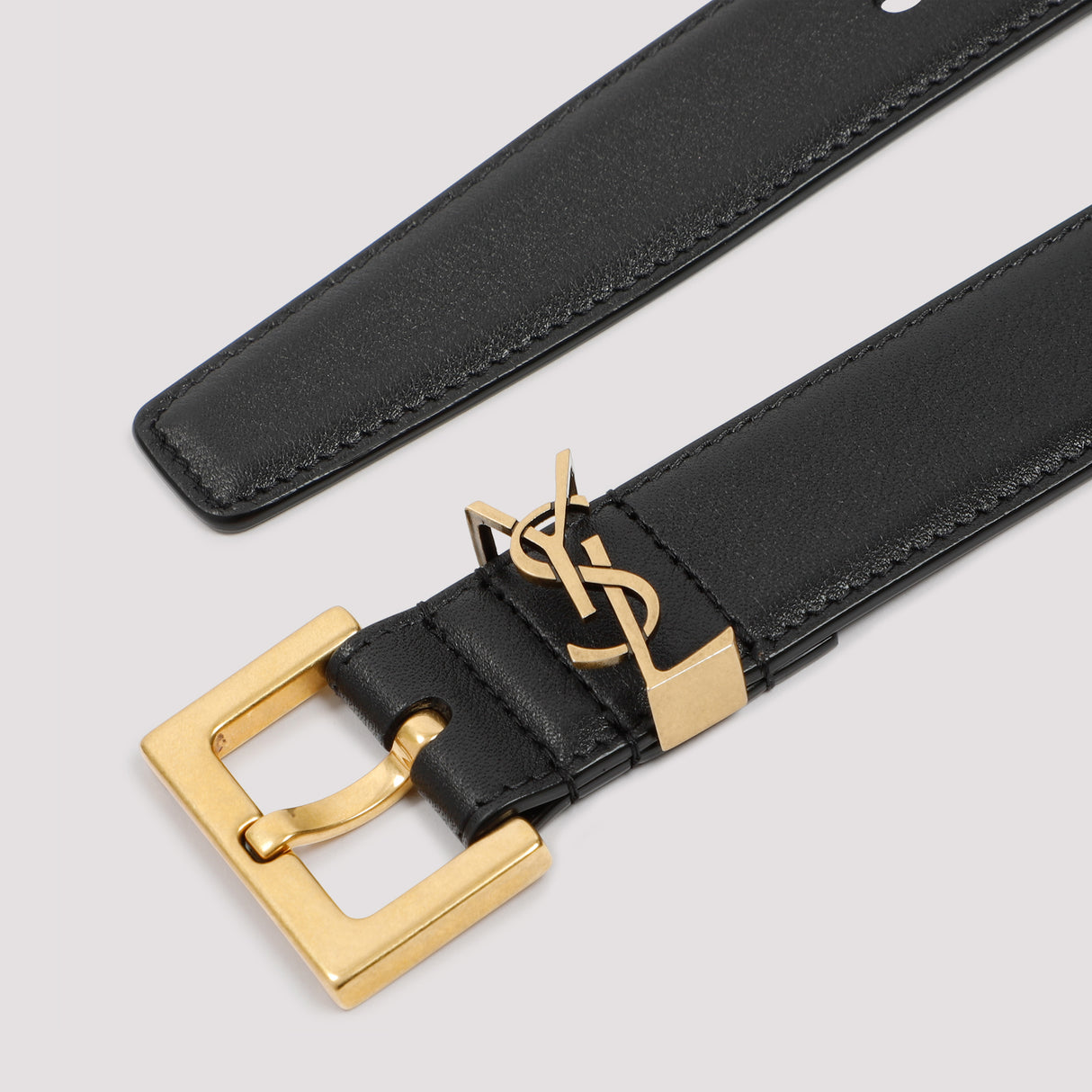 SAINT LAURENT Monogram Leather Belt - 3cm Height