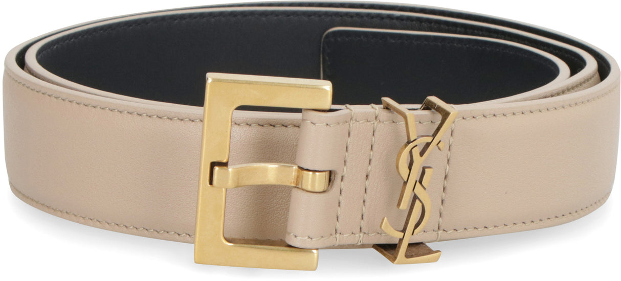 Beige Calfskin Leather Belt for Women in SS24 Collection