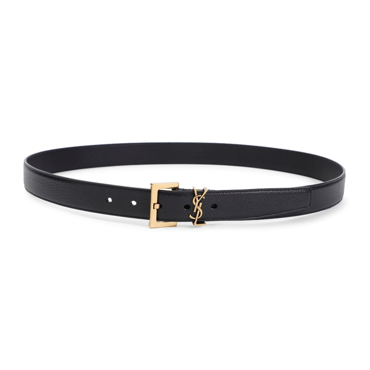 SAINT LAURENT Luxury Grained Leather Belt - Black, 3cm