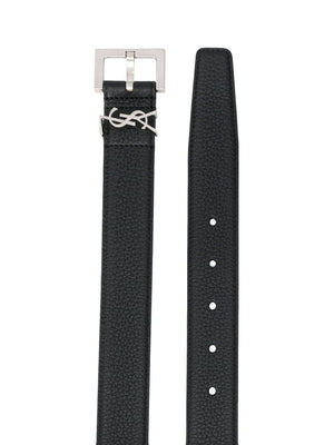 حزام جلد فاخر للرجال باللون الأسود الكلاسيكي - مجموعة FW23