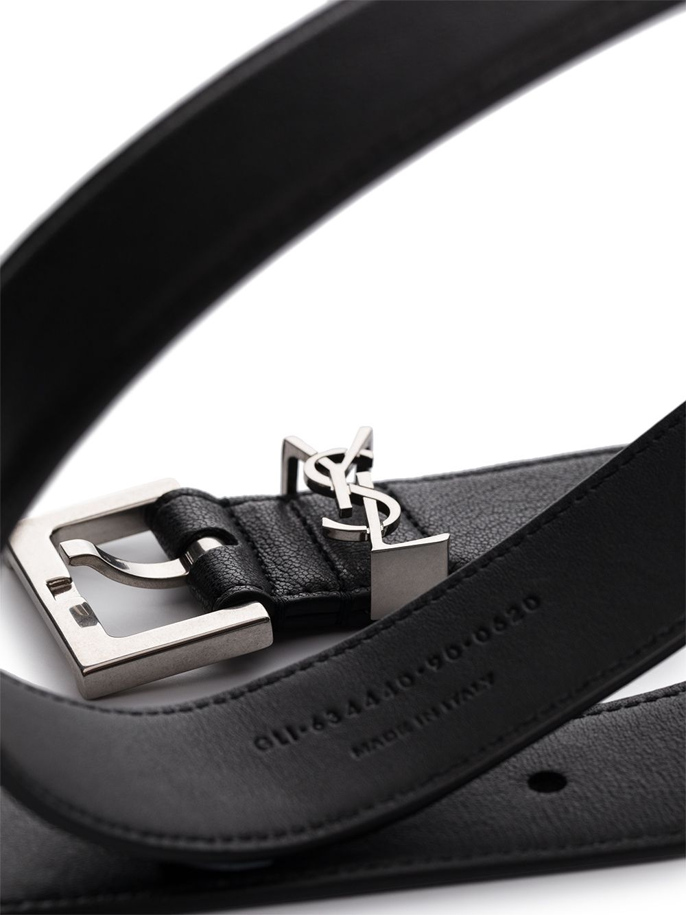 Monogram-Plaque Black Leather Belt للرجال