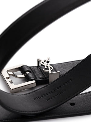 SAINT LAURENT Monogram Leather Belt - Classic Statement Accessory