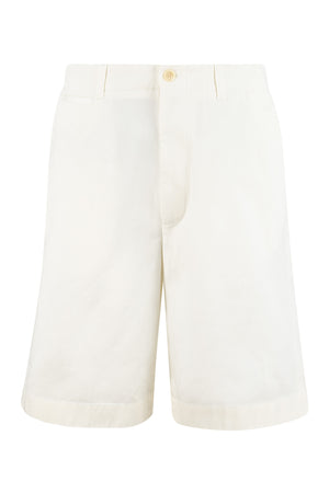 GUCCI White Cotton Drill Shorts with Back Logo Patch for Men