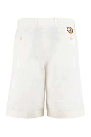 GUCCI White Cotton Drill Shorts with Back Logo Patch for Men