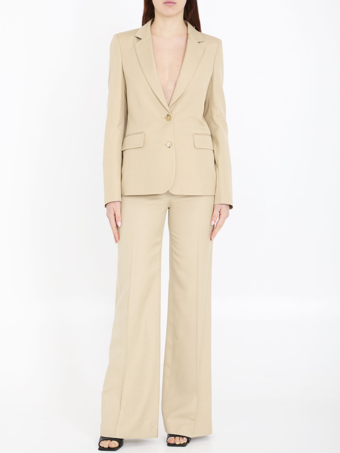 STELLA MCCARTNEY Iconic Beige Flare Pants for Women in Sand-Colored Viscose - SS24 Collection