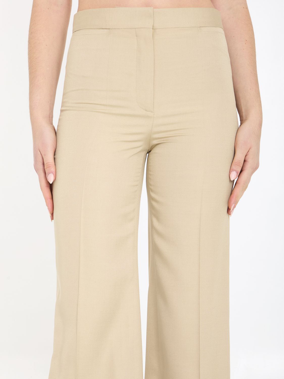 STELLA MCCARTNEY Iconic Beige Flare Pants for Women in Sand-Colored Viscose - SS24 Collection