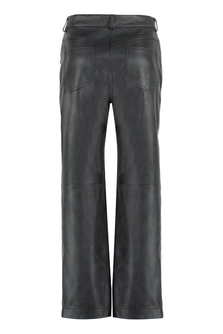 Black Faux Leather Trousers for Women