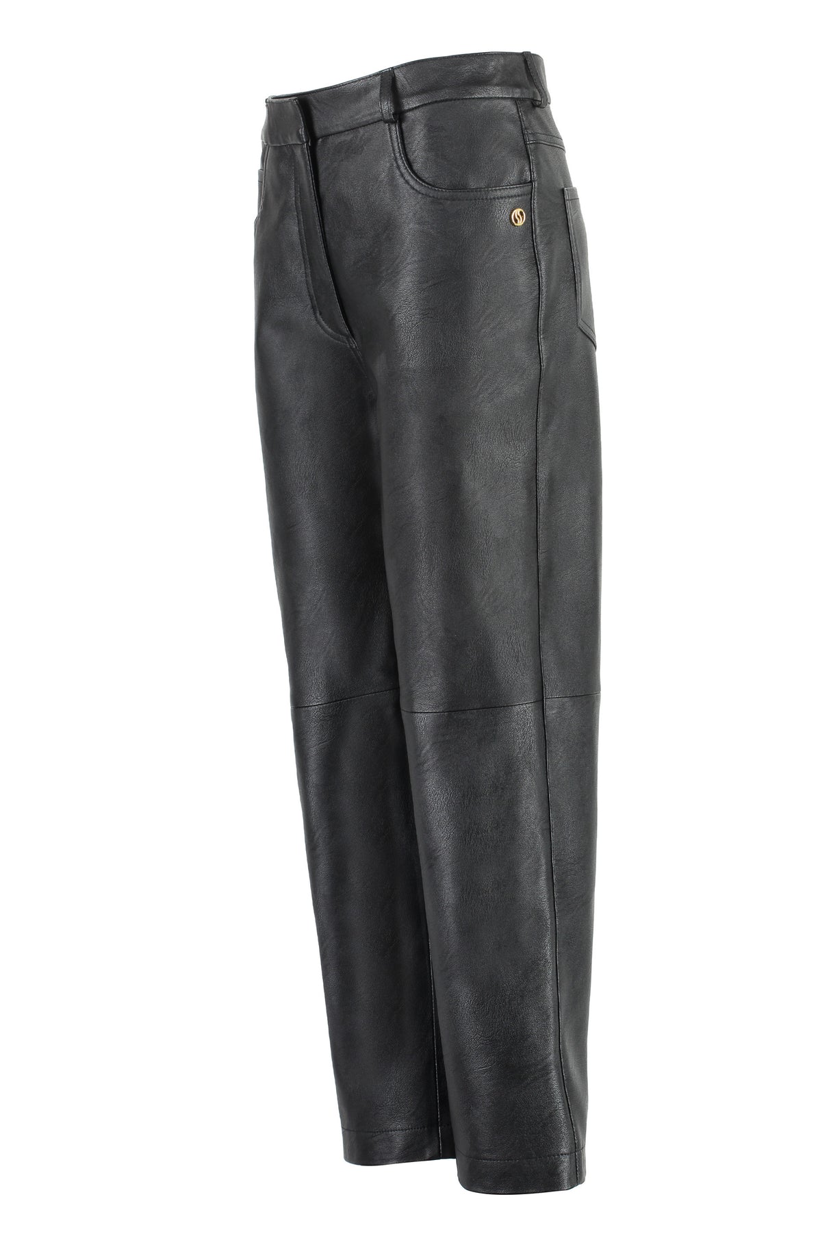 Black Faux Leather Trousers for Women