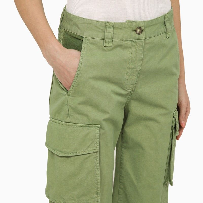 STELLA MCCARTNEY Women's Pistachio Green Cargo Trousers with Velvet Details for SS24