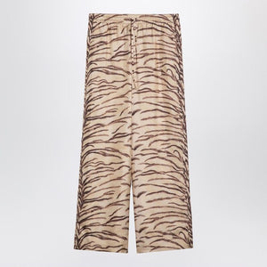 STELLA MCCARTNEY Silk Wide Leg Tiger Print Pants