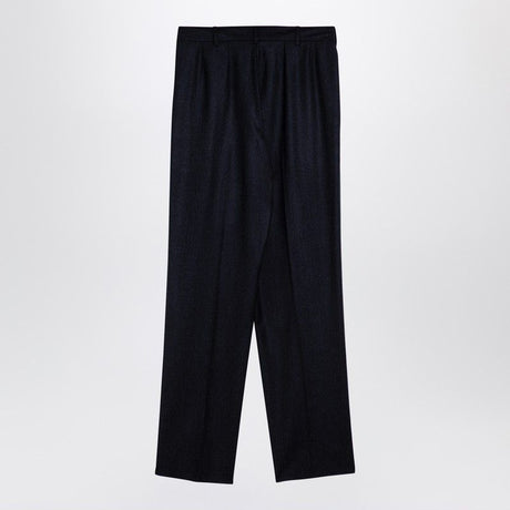 STELLA MCCARTNEY Navy High-Waisted Pleated Wool Trousers
