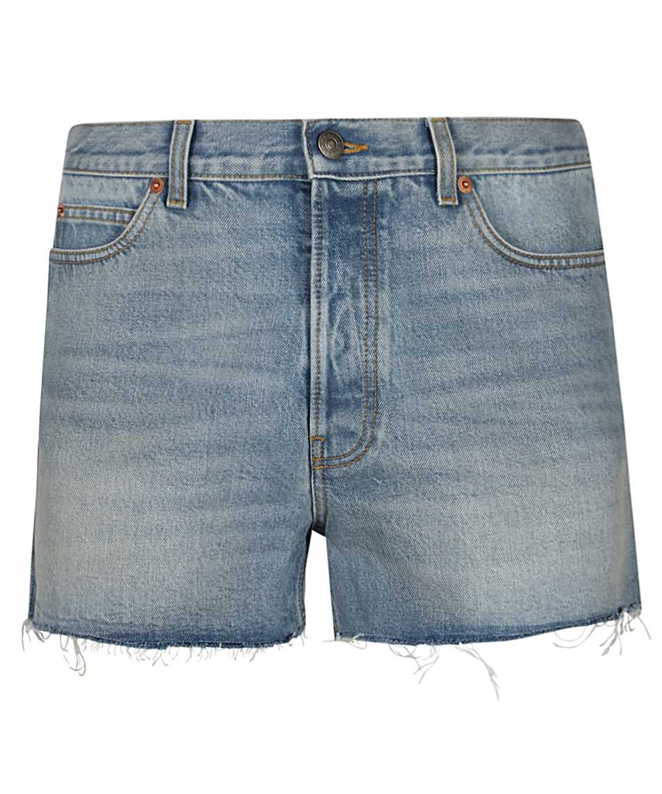 Quần short jeans nam màu xanh cho mùa hè 2022 - Thêu sau, logo sau, gấu xước