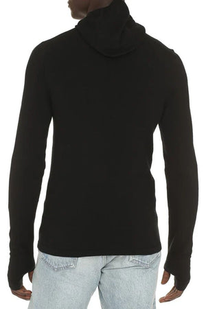 BOTTEGA VENETA Men's Black Cashmere Sweater with Thumbhole Cuffs