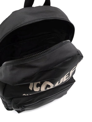 Black Cotton Logoed Backpack for Men in SS24