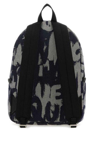 ALEXANDER MCQUEEN Men's Dark Blue and Black Backpack for Fall and Winter Seasons