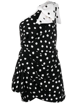 SAINT LAURENT Flowy Polka Dot Dress for Women in Noir/Natural