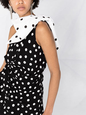 SAINT LAURENT Flowy Polka Dot Dress for Women in Noir/Natural