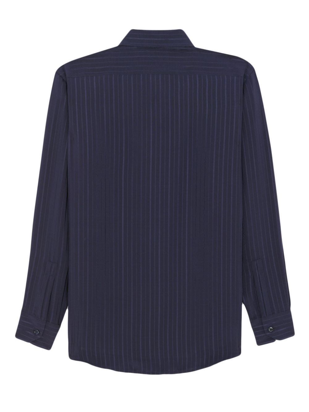 Blue Striped Silk Long Sleeve Shirt - SS24