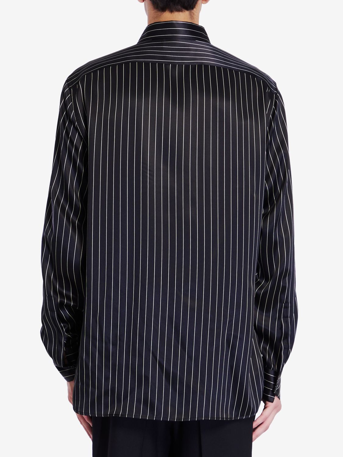 SAINT LAURENT Elegant Striped Silk Satin Shirt