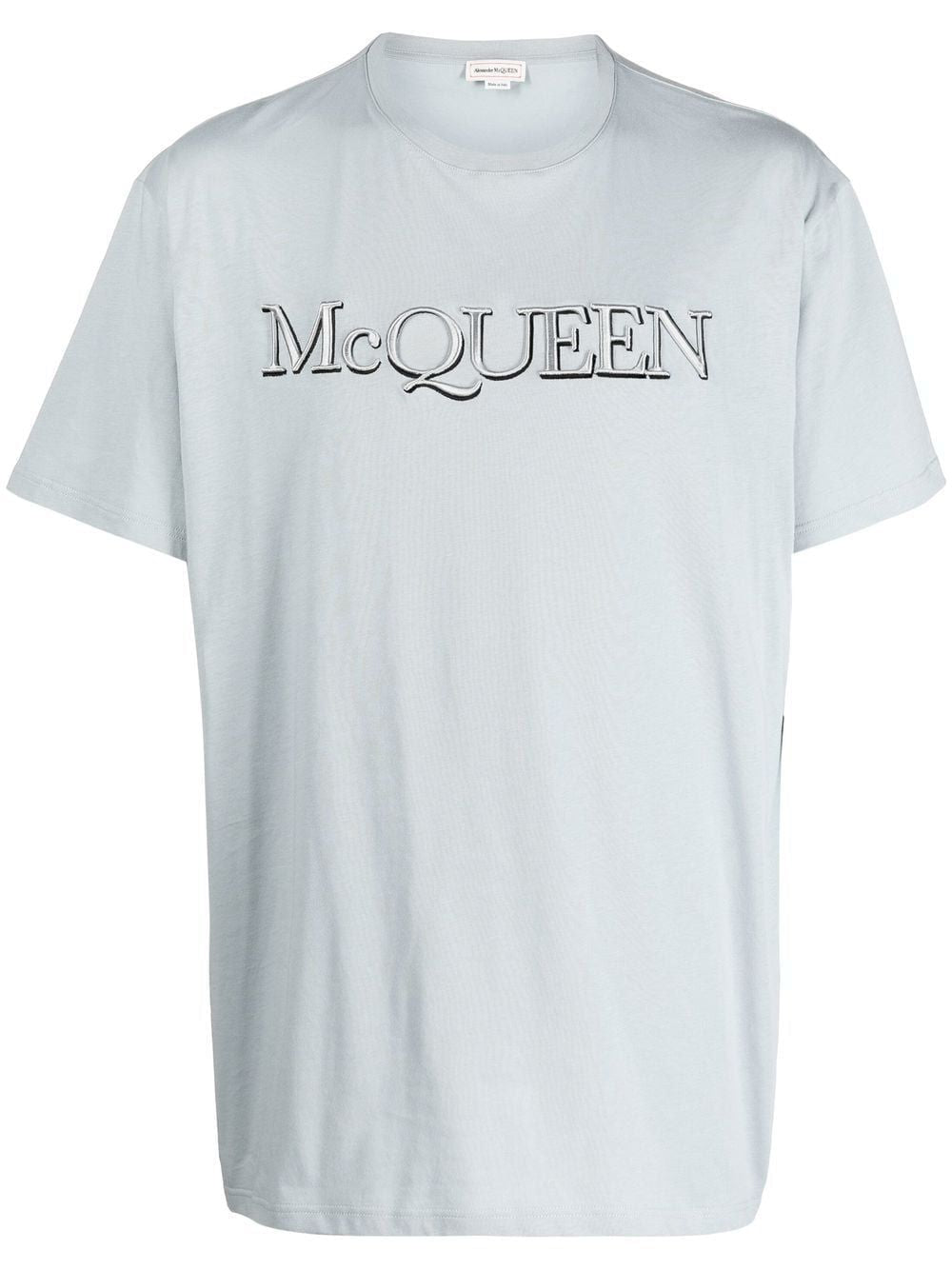 ALEXANDER MCQUEEN Men's Embroidered Logo T-Shirt in Dove Grey/Mix for SS23