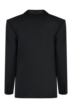 STELLA MCCARTNEY Black Single-Breasted Jacket with Padded Shoulders and Jacquard Lining