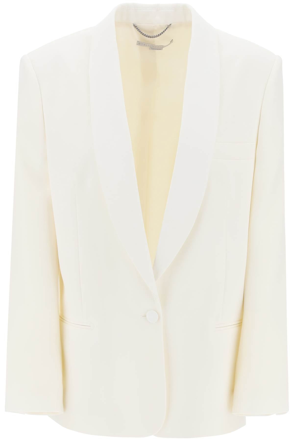 STELLA MCCARTNEY Tailored Blazer with Scarf Lapel and Oversized Fit - White