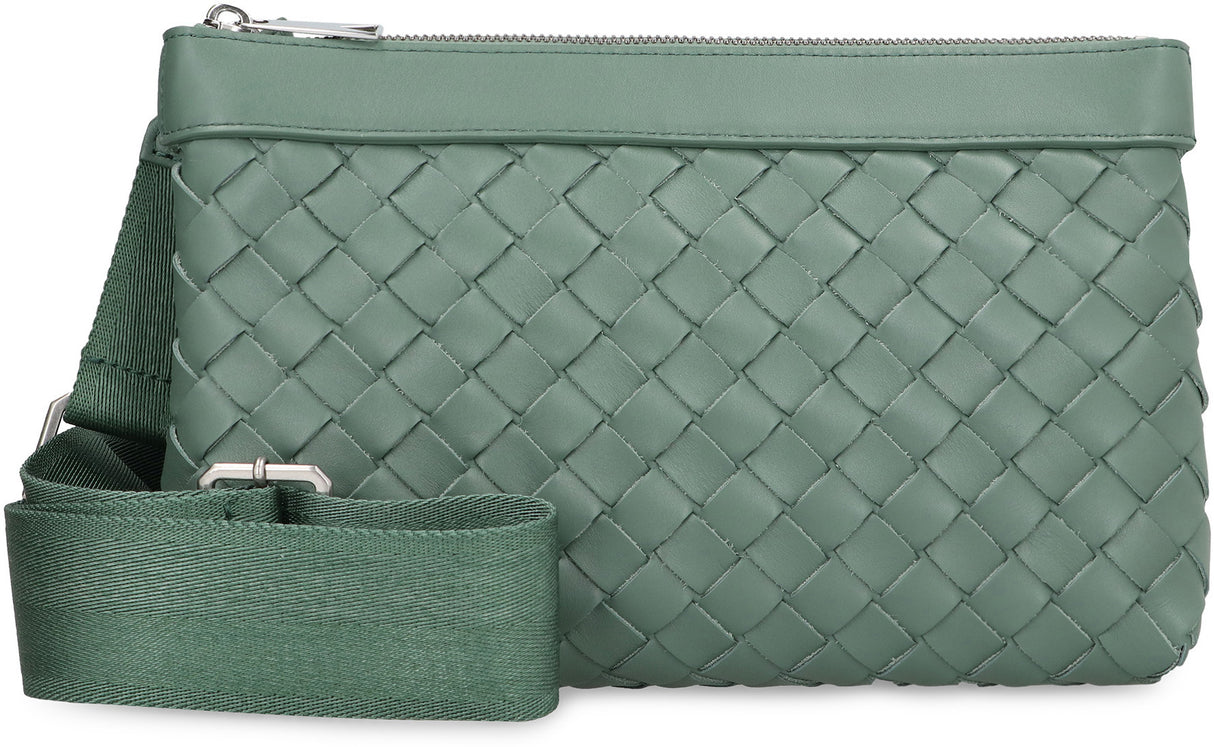 BOTTEGA VENETA Green Intrecciato Duo Crossbody Handbag for Men