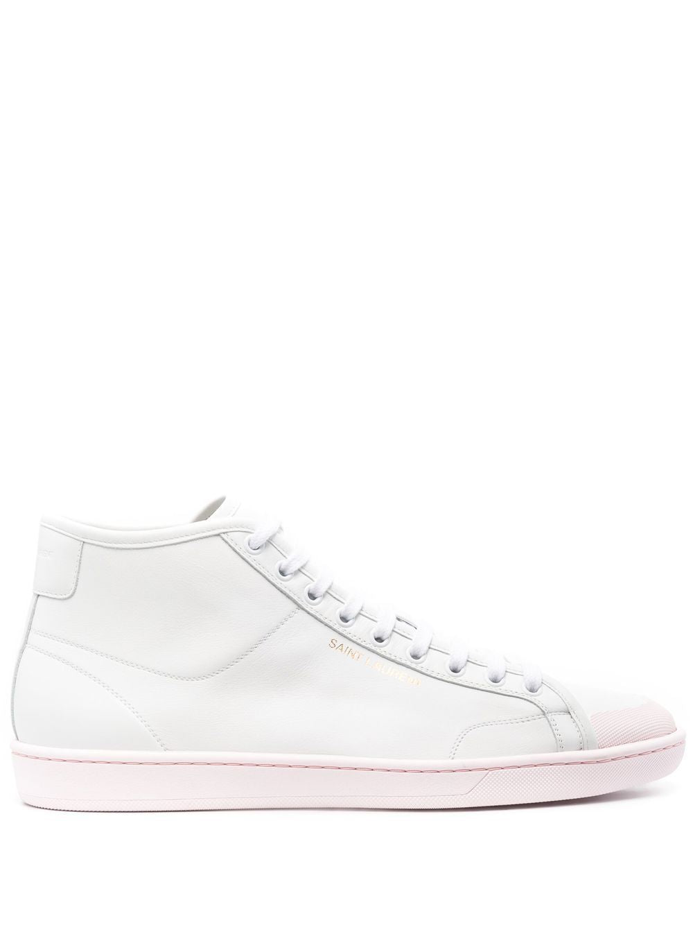 SAINT LAURENT White and Pink Sneakers for Men in Calf Leather - SS22 Collection