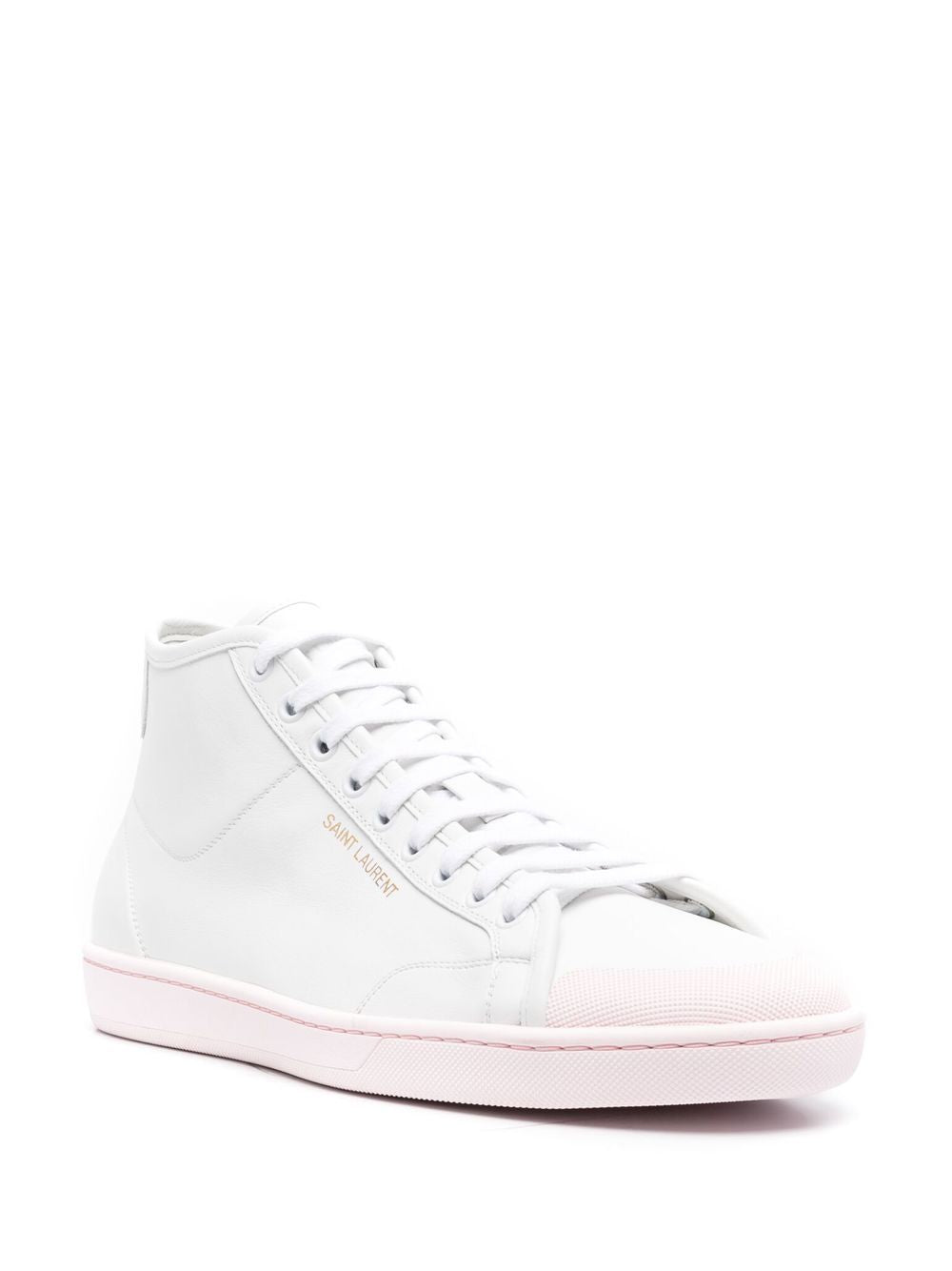 Men's White and Pink Calf Leather Sneakers - SS22 Collection