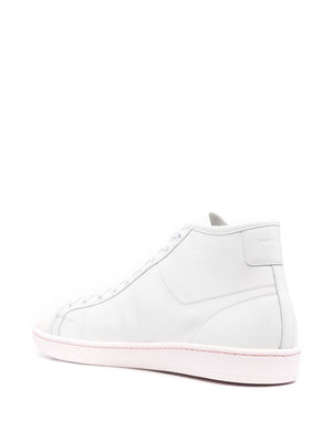 Men's White and Pink Calf Leather Sneakers - SS22 Collection