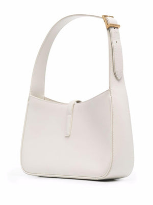 SAINT LAURENT Women's Beige Mini Hobo Handbag with Logo Plaque - Calfskin Shoulder & Crossbody Bag for FW23