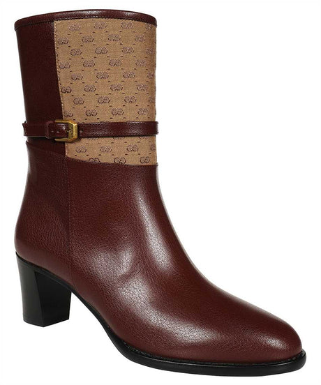 GUCCI Purple Leather Ankle Boots for Women - FW22 Collection