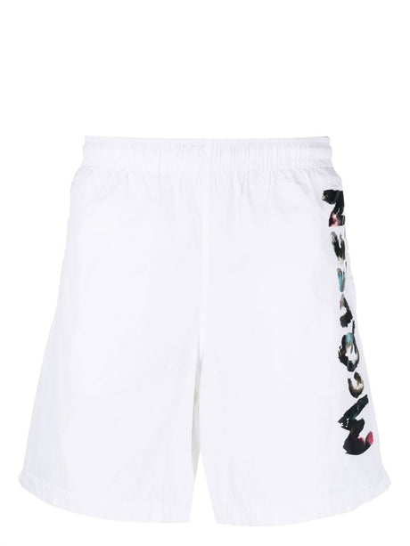 ALEXANDER MCQUEEN Men's White Painterly Graffiti Shorts - SS23 Collection