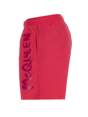 ALEXANDER MCQUEEN Men's Graffiti Logo Mini Swimsuit