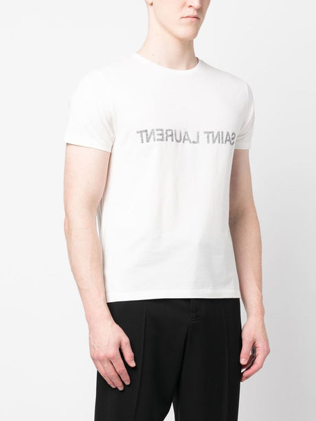 SAINT LAURENT Inverted Logo Cotton T-Shirt - Regular Fit Size L