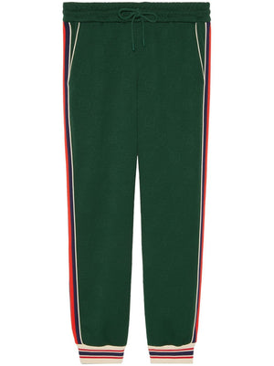 GUCCI Men's Jacquard Logo Motif Trousers with Drawstring Waist