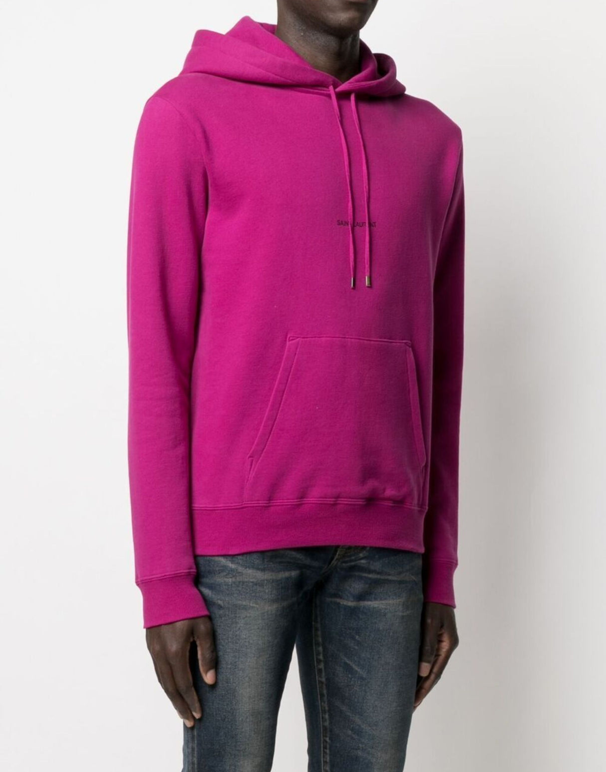 SAINT LAURENT Logo Hoodie - Long Sleeve in Fuchsia