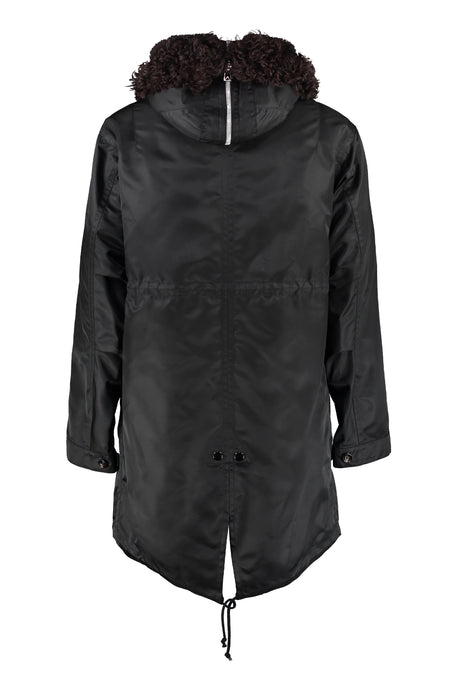 BOTTEGA VENETA Black Nylon Parka Jacket with Removable Lamb Fur Inner Waistcoat for Men