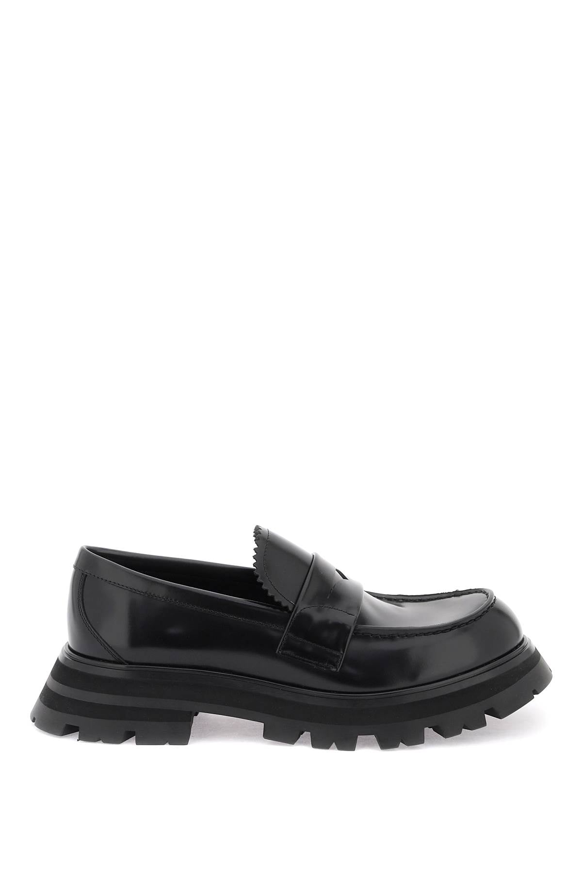 ALEXANDER MCQUEEN Sophisticated and Edgy Brushed Leather Loafers for Women