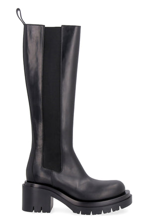 BOTTEGA VENETA Black Leather Lug Boots for Women - FW22 Collection