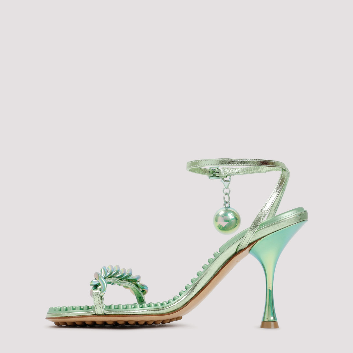 BOTTEGA VENETA Green Dot Heeled Sandals for Women