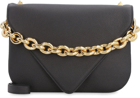 BOTTEGA VENETA Stylish Black Leather Envelope Handbag for Fashionable Women