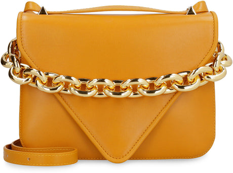 BOTTEGA VENETA Mustard Leather Envelope Handbag - Chain Handle, Adjustable Strap, Gold-Tone Hardware
