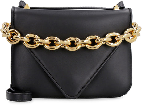 BOTTEGA VENETA Black Leather Envelope Handbag for Women - Smooth Calfskin, Gold-Tone Hardware, Adjustable Strap - FW21