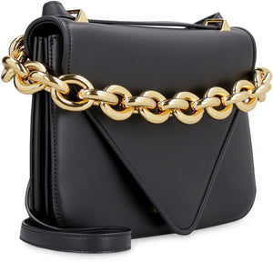 BOTTEGA VENETA Black Leather Envelope Handbag for Women - Smooth Calfskin, Gold-Tone Hardware, Adjustable Strap - FW21