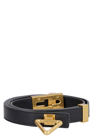 BOTTEGA VENETA Black Point Lock Belt with Metallic Turn-Lock Closure